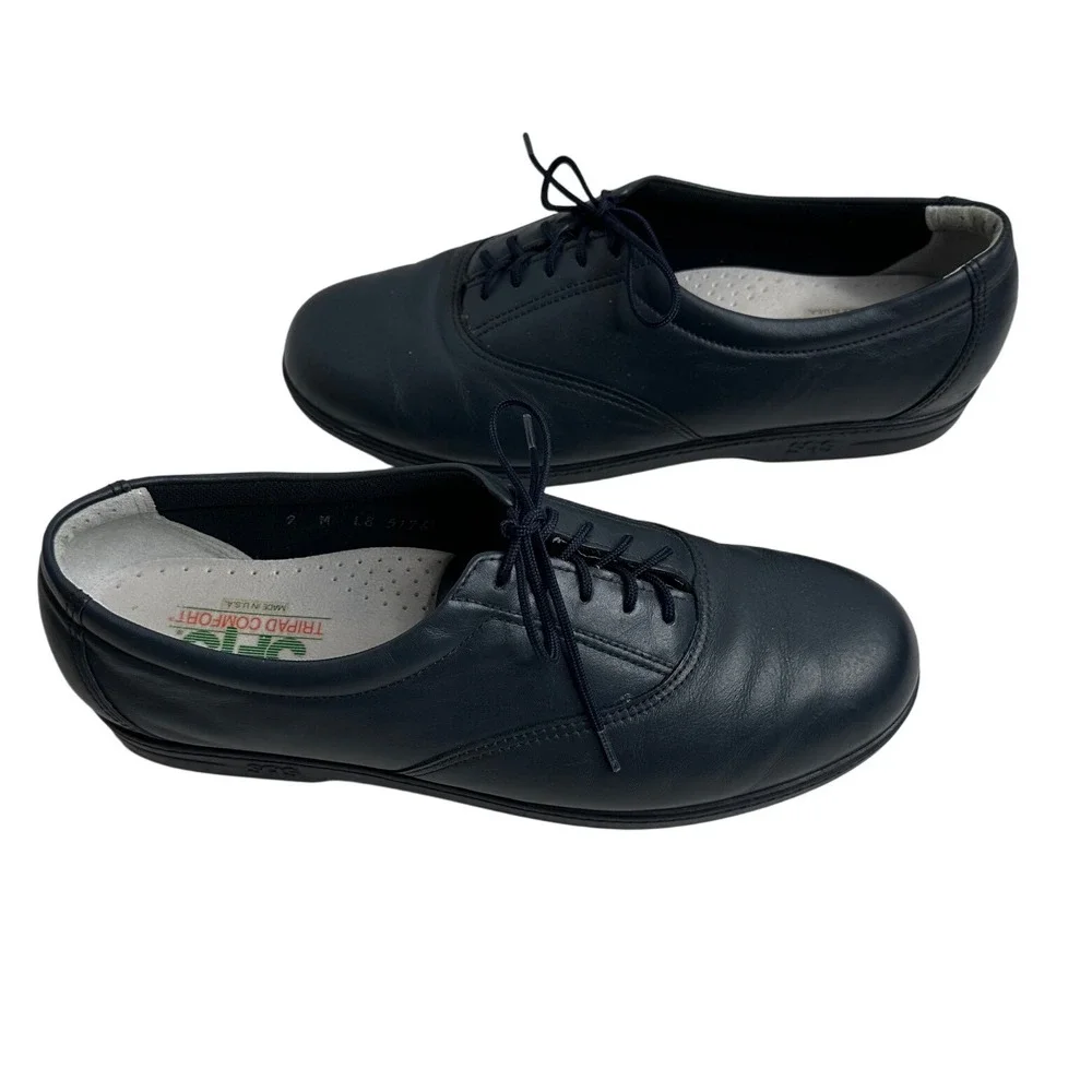 SAS San Antonio Shoemakers Navy Leather Lace Up Oxford Comfort Shoes‎ Women's 9